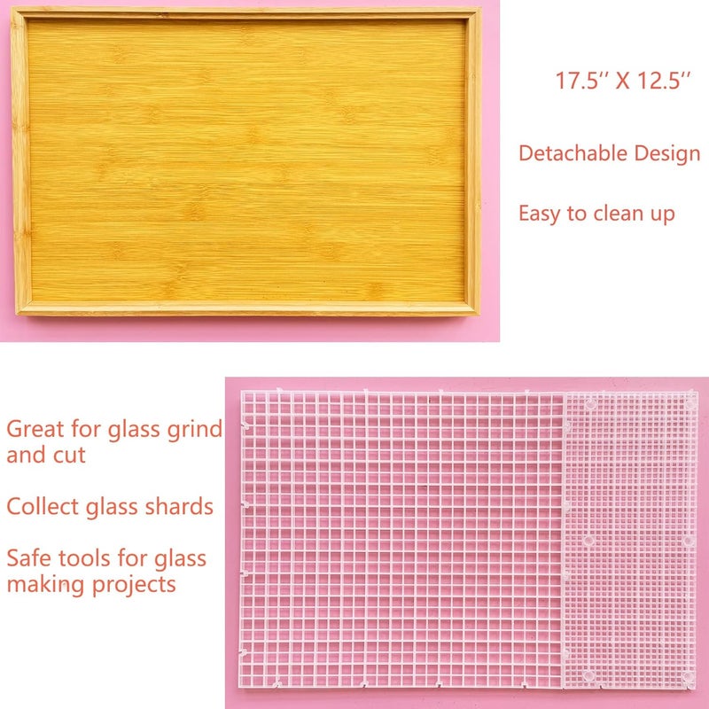 ILLUCKAI 17"x12" Stained Glass Cutting Mat, Double-Layer Detachable Design, Great for Scoring and Cutting Glass, Catching Glass Shards, Stained Glass Cutting Tools Supplies (1 Type Grid - White) - Image 4